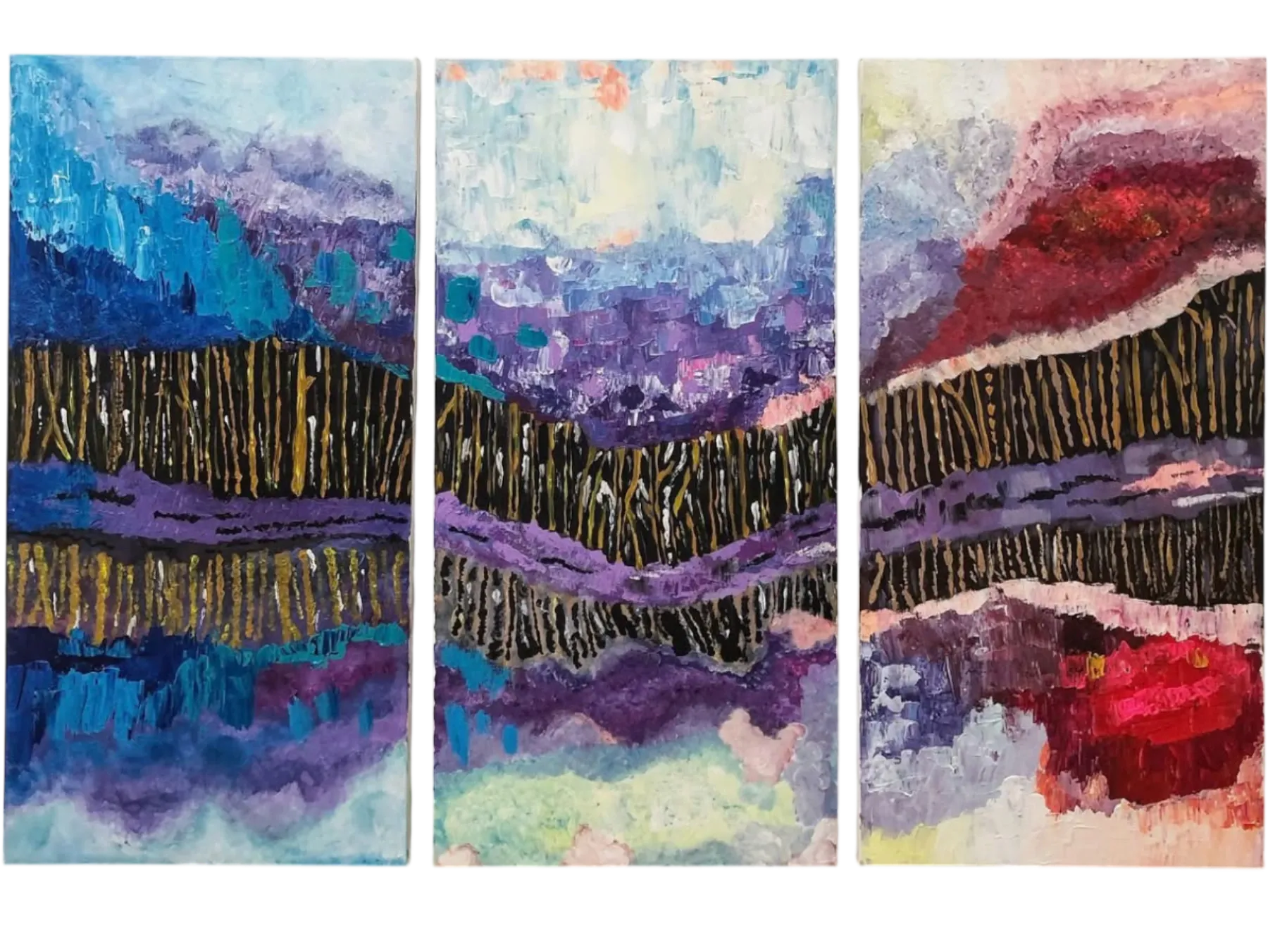Abstract nature painting with layered water forms