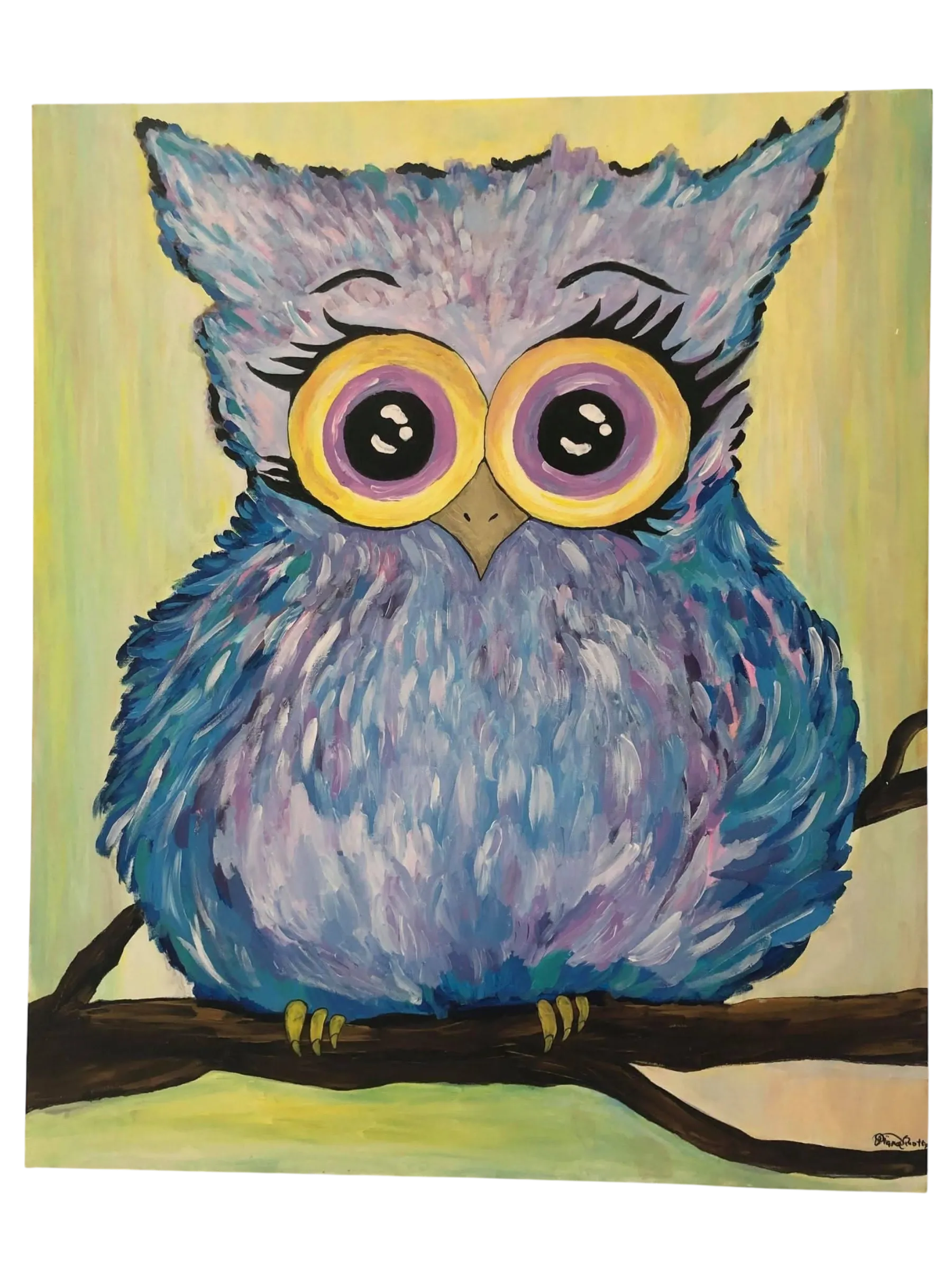 A playful blue sky owl