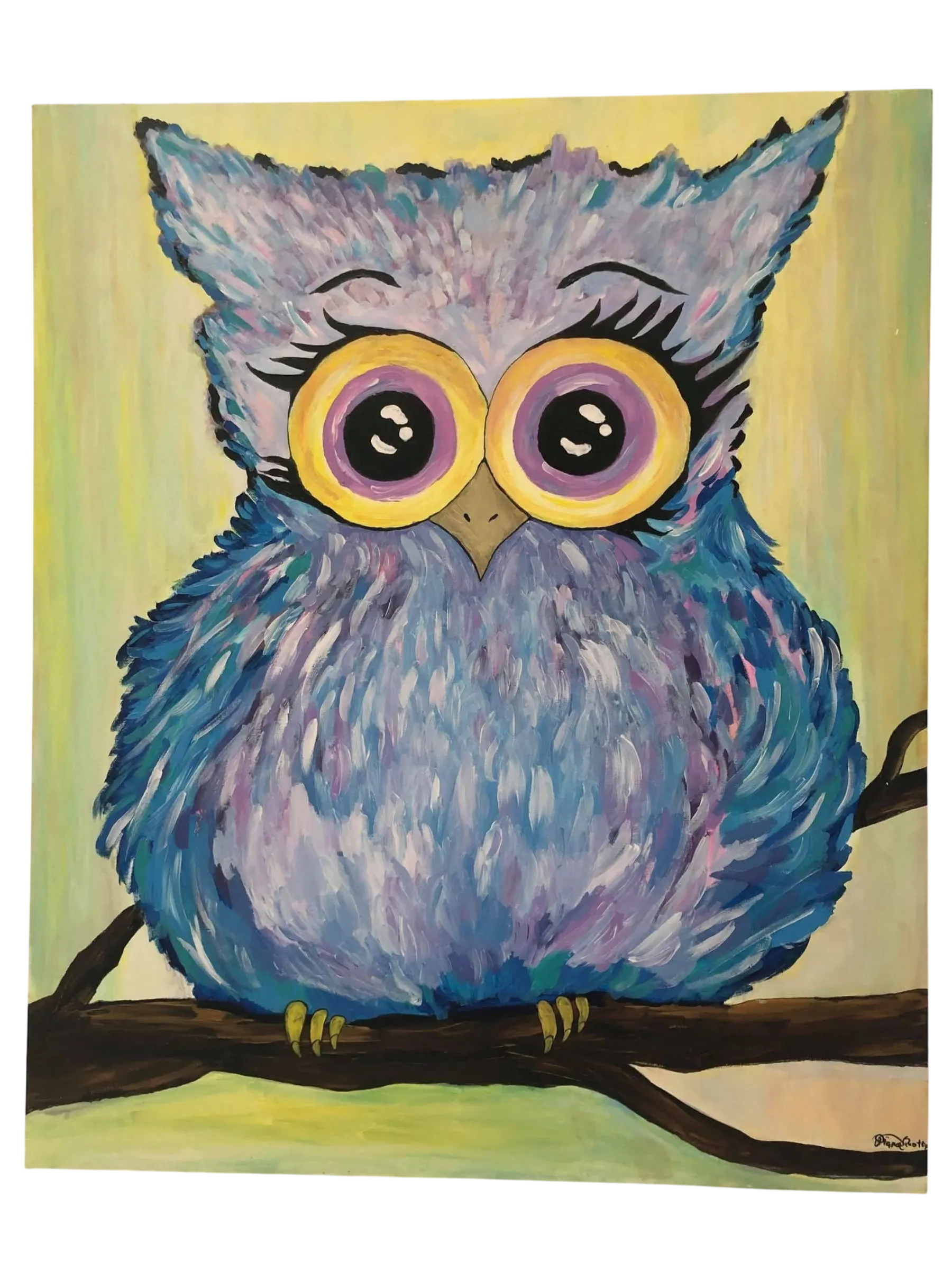 A playful blue sky owl